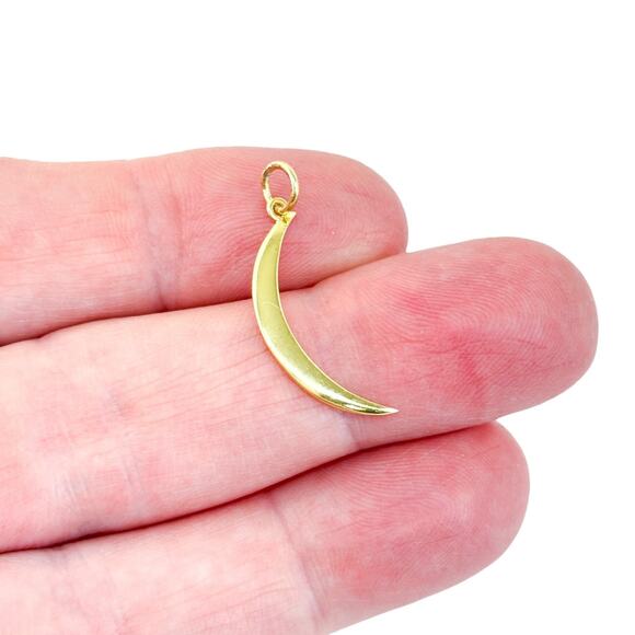 Vintage Footnotes Sterling Silver 925 Gold-tone Crescent Moon Pendant - Picture 1 of 7